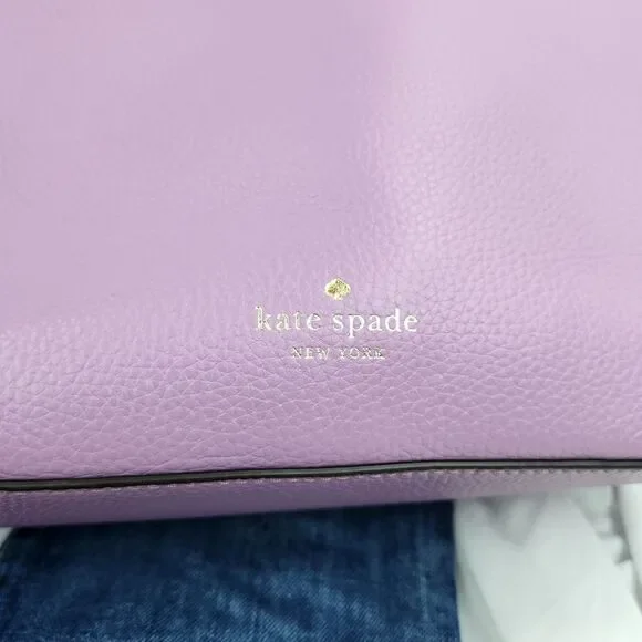 🩵Kate Spade Lavender Valerian "Hayes" Pebbled Leather Tote Purse - Picture 15 of 16